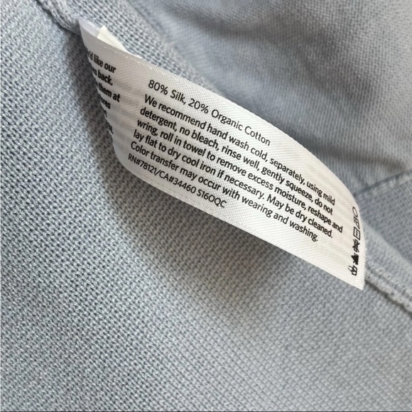 EILEEN FISHER Cardigan Sz M Silk Blue Open Front Shawl Casual Office READ - Picture 3 of 13